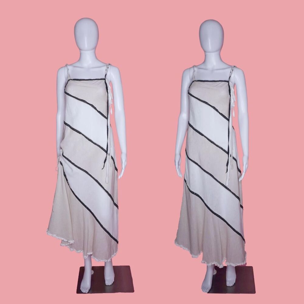 Y2K MOSCHINO CHEAP and CHIC Striped Adjustable Asymmetrical Dress. XS-S. As Is